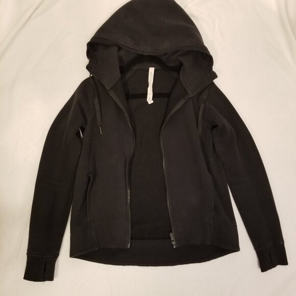Lululemon Black Hooded Zip up Sweater Cotton US 4 Thick Warm Hoodie Small Fleecy - Picture 4 of 16
